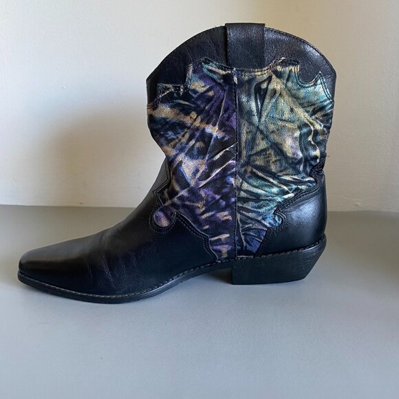 Mootsies Tooties Leather Black & Metallic Booties SZ 8 - Picture 7 of 12